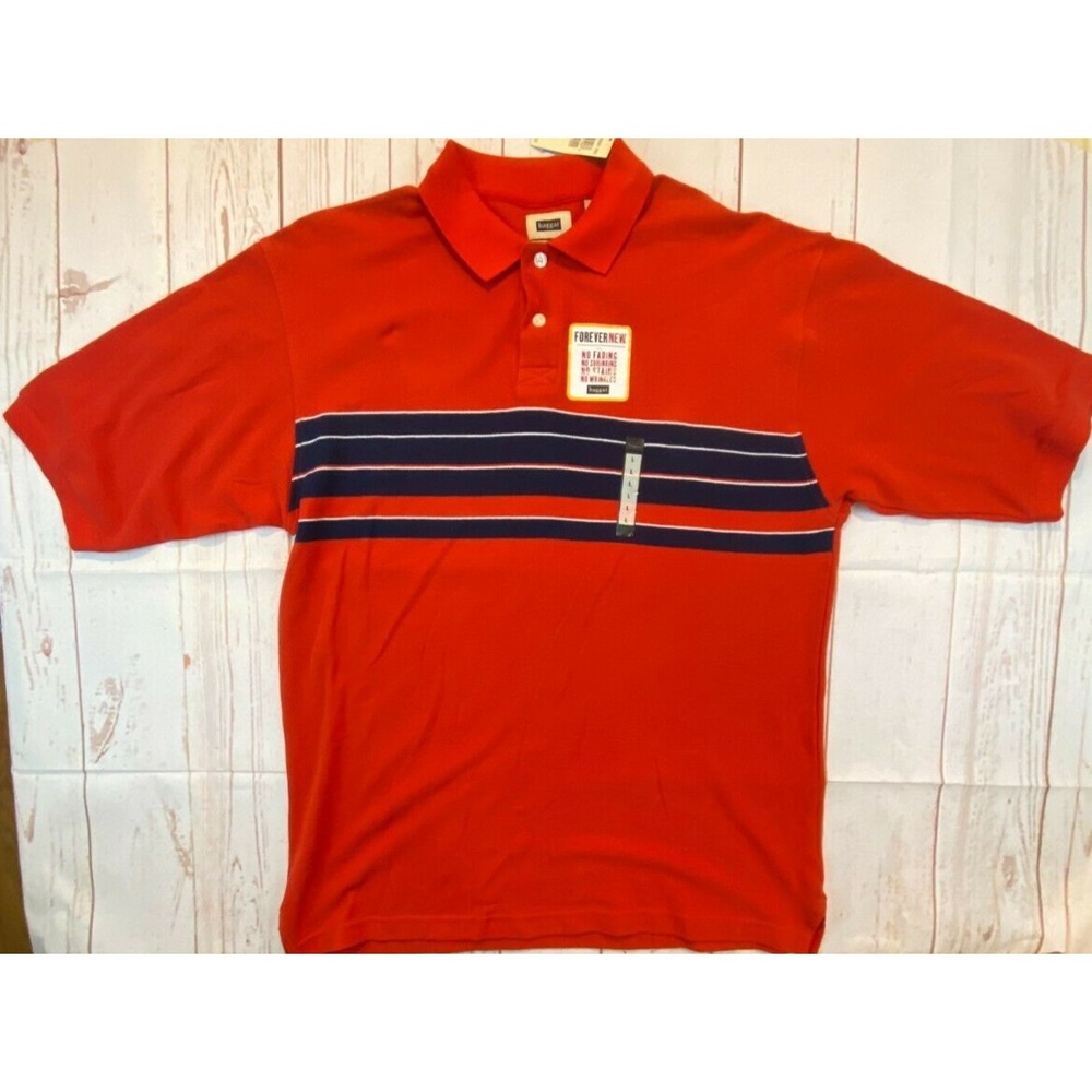 NWT Haggar SS mens polo shirt Size Large Forever New No Fade Stains Wrinkle